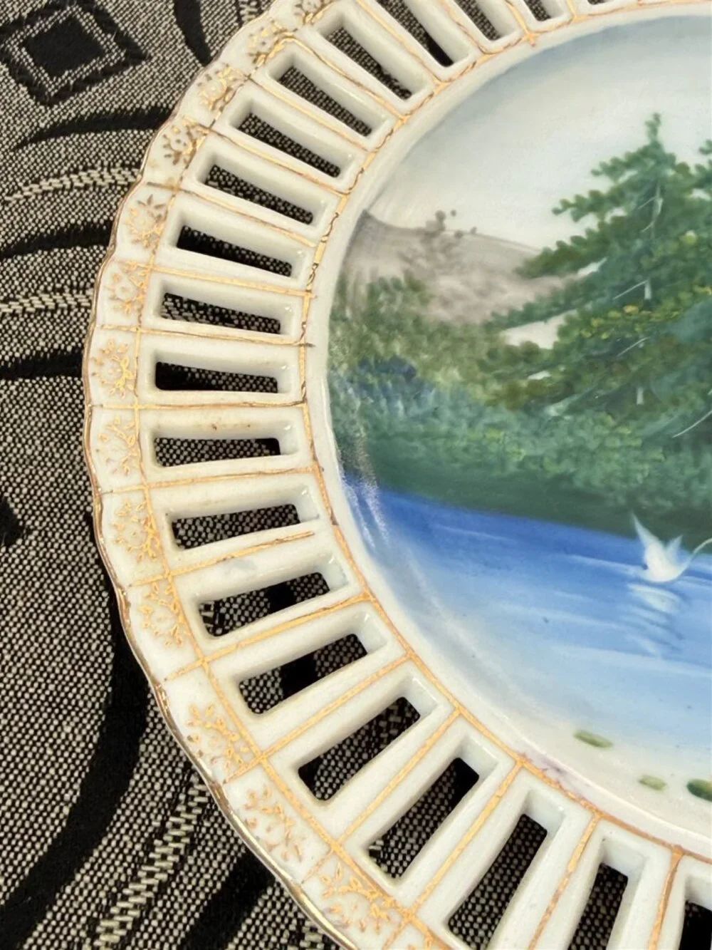 Vintage Ucagco Japan Hand Painted Reticulated Plate 7